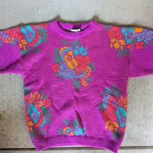 ESPRIT Vintage Sweater Fuchsia Pink Purple Guitar size Medium